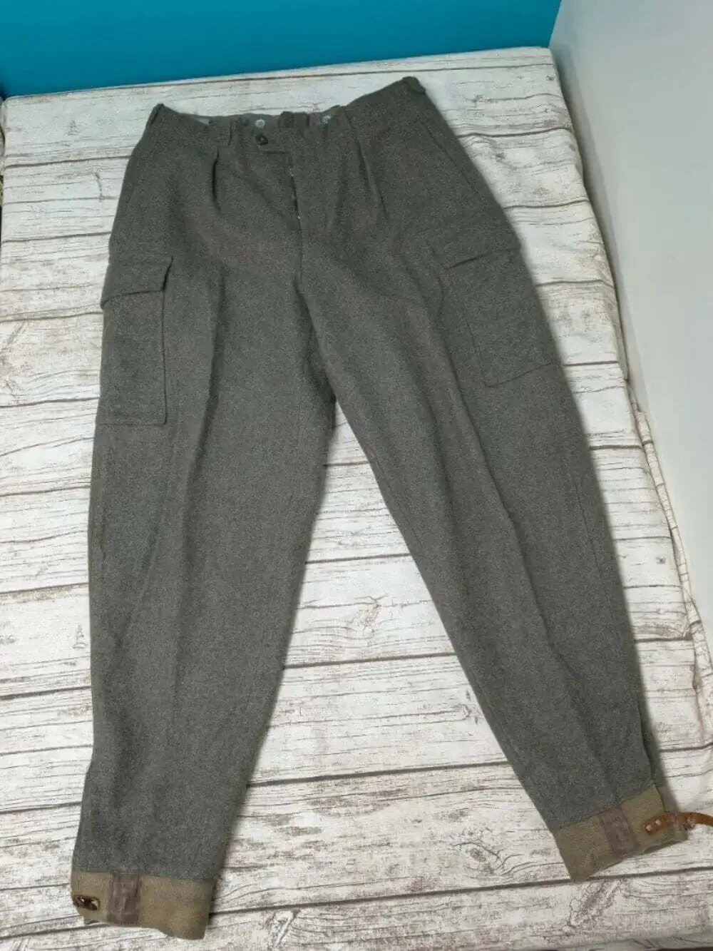 1953 True Vintage Swedish Crown Military Wool Army Cargo Pants 50s Trousers